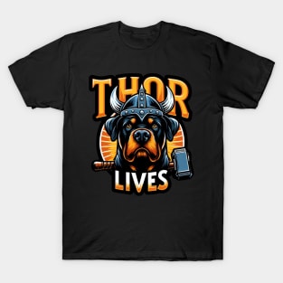 Rottweiler Viking Thor Lives Norse Design T-Shirt